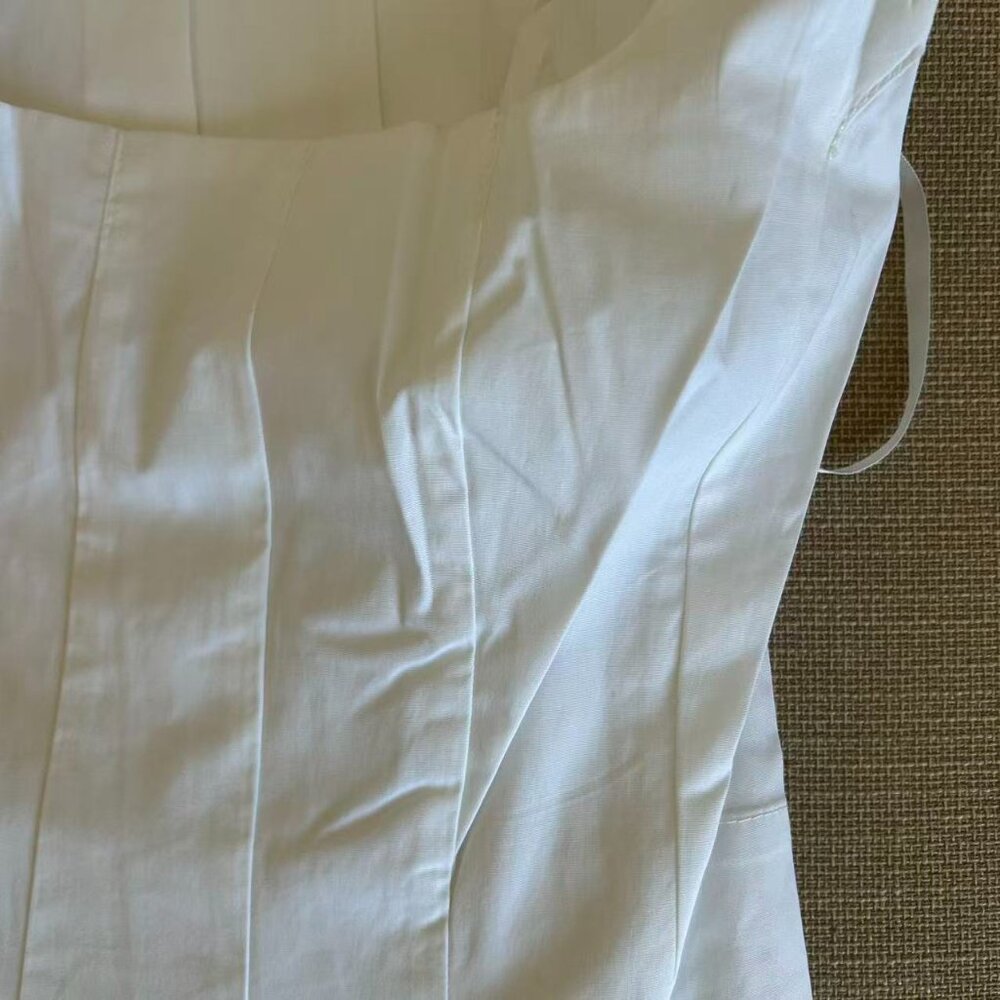 NEW STAUD Wells Midi Dress Sz4/8 White Classic Cotton Best Party Wedding - Picture 7 of 12